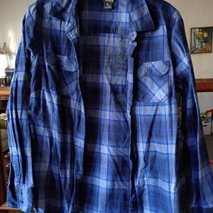 Women's Eddie Bauer Blue Plaid Flannel Button-Up Shirt, Size M, Like New